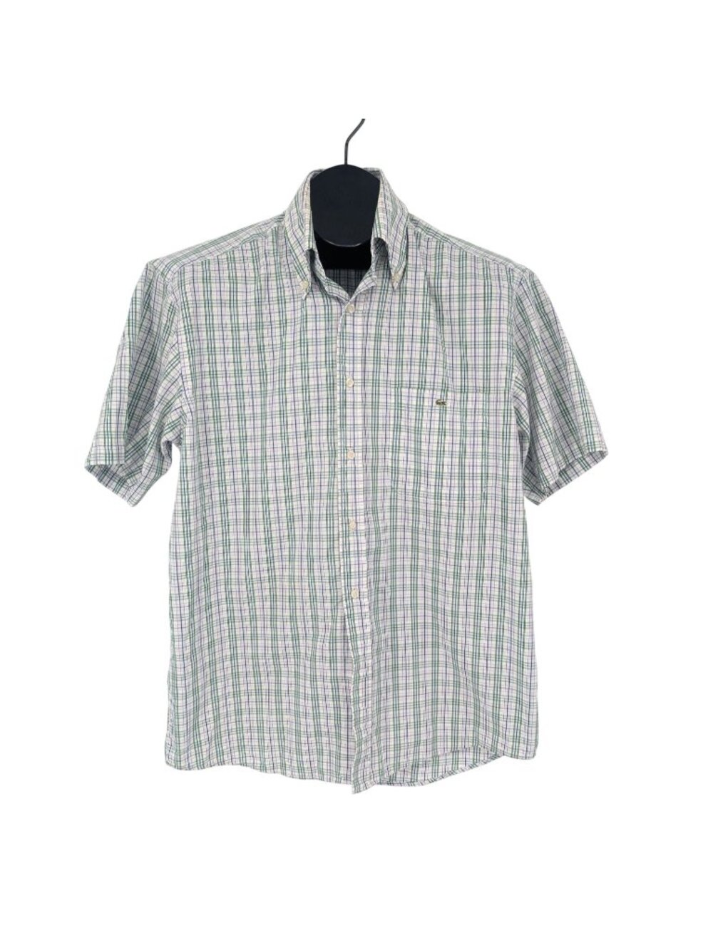 Lacoste Plaid Short Sleeve Button Down Shirt Preppy Ivy League Classic Size 40